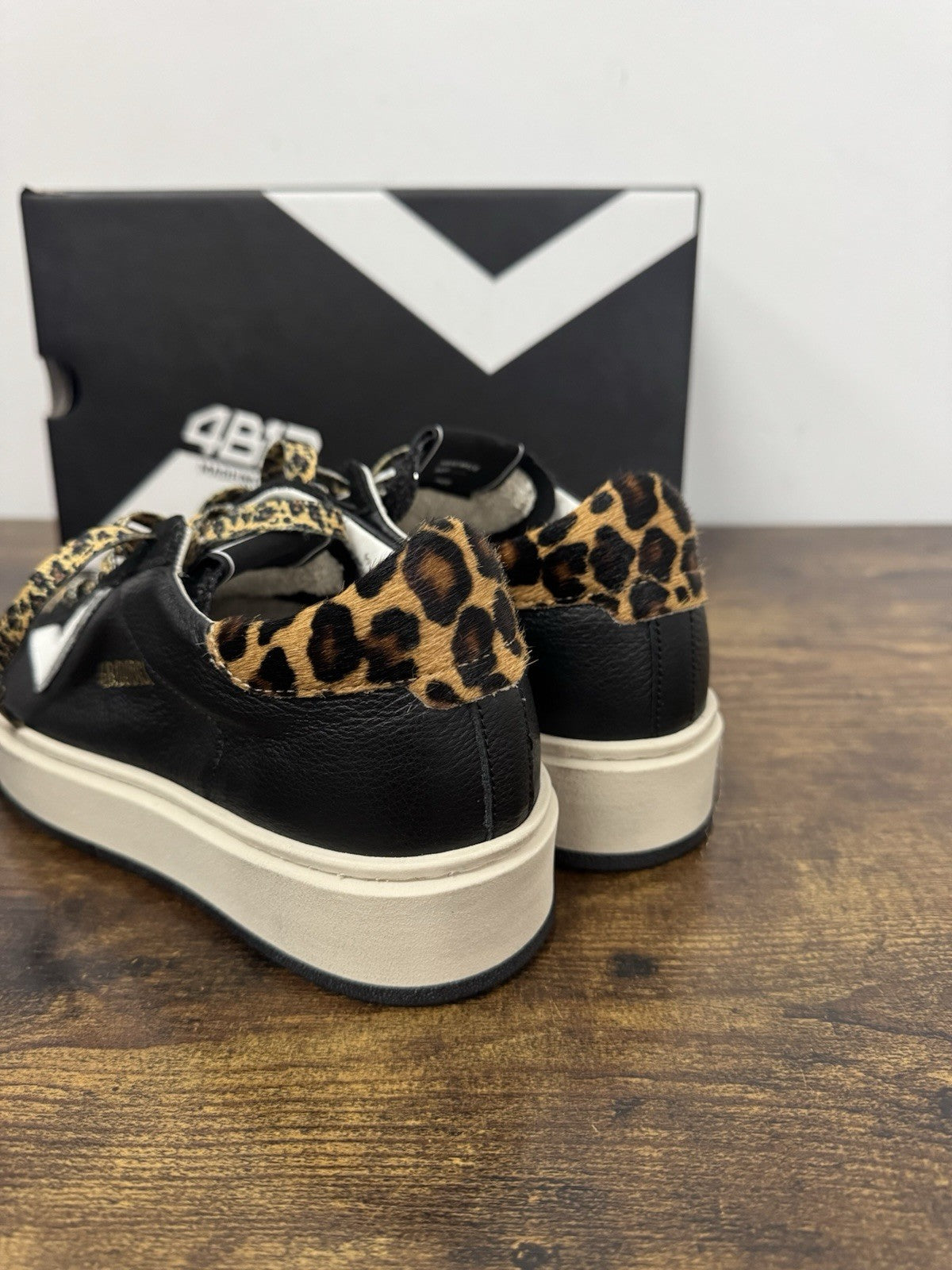 4B12 Sneaker Evo Pelle Nera  Leopard Casual Scarpa Donna 35