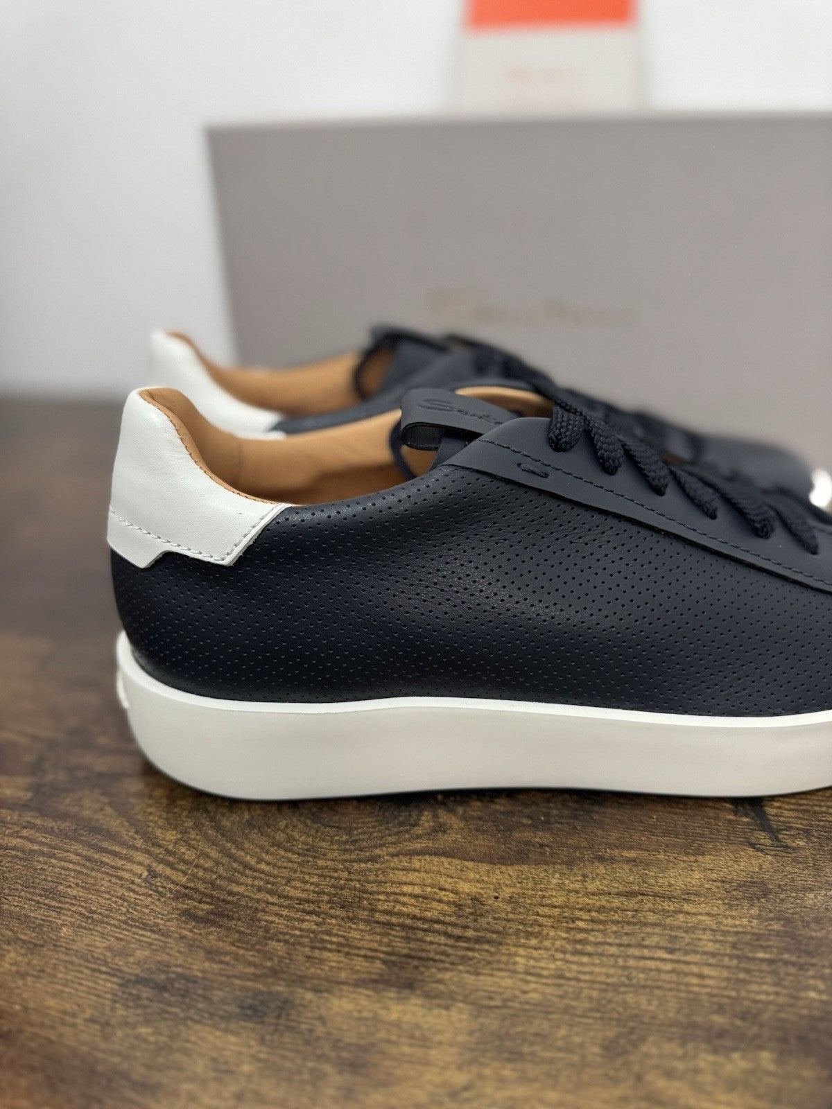 Santoni Sneaker Pelle Blu  Luxury Scarpa Santoni Uomo 42.5