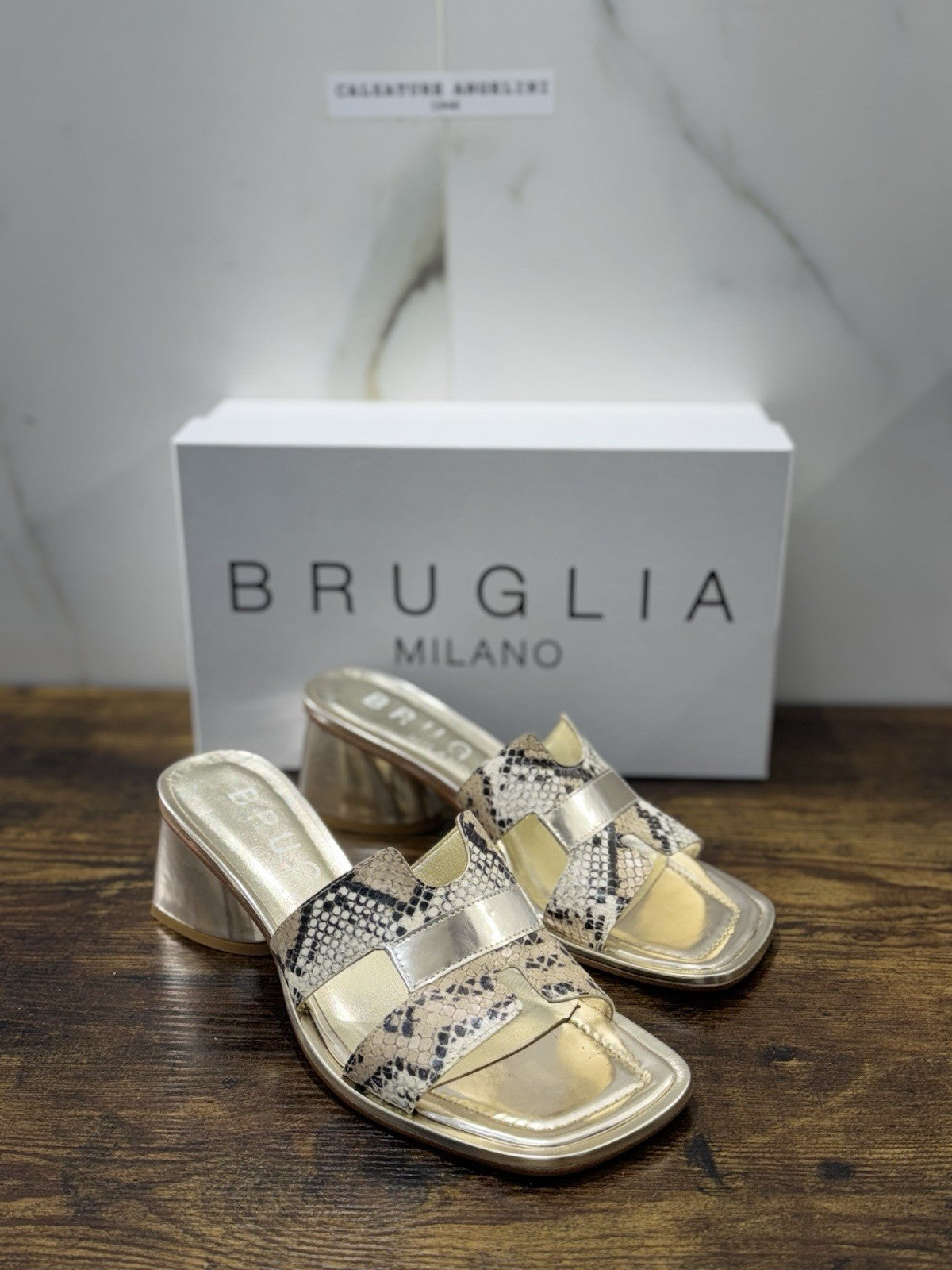 Bruglia Milano Sandalo Donna Oro  Pelle  Top Quality Scarpe Donna 40