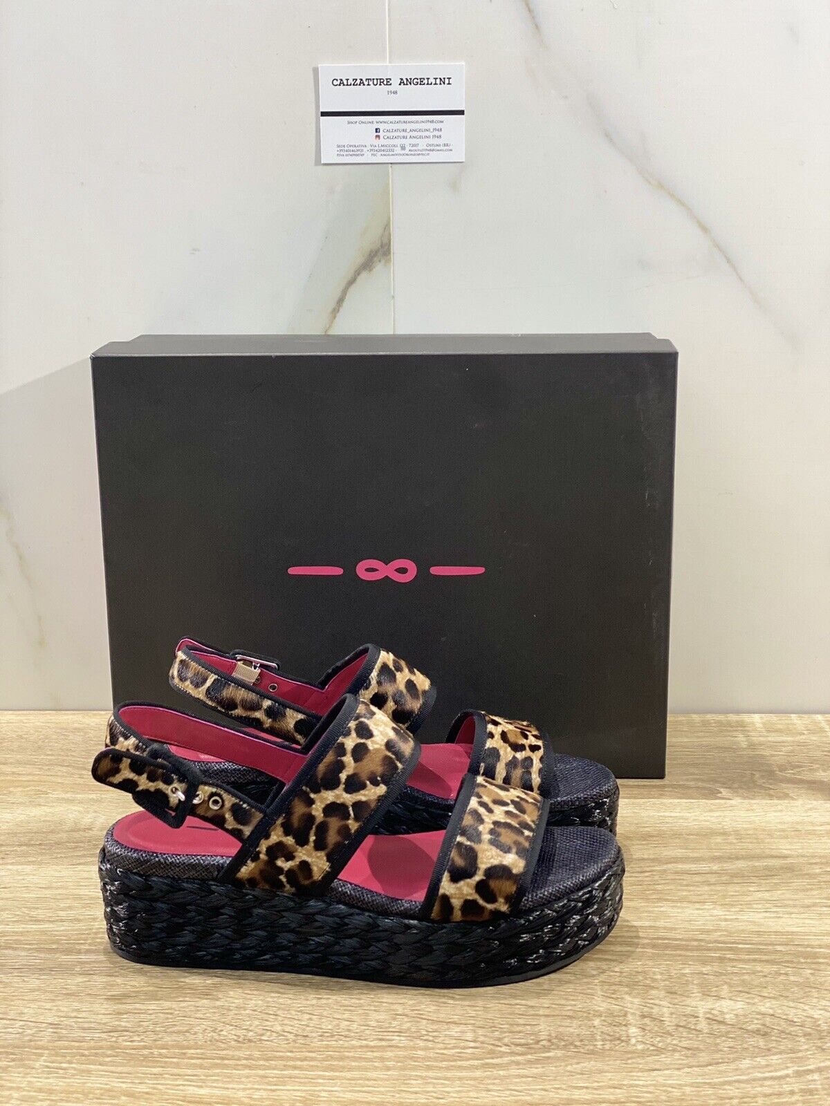 181 Sandalo donna Zeppa Cavallino Leopard  luxury sandal 38