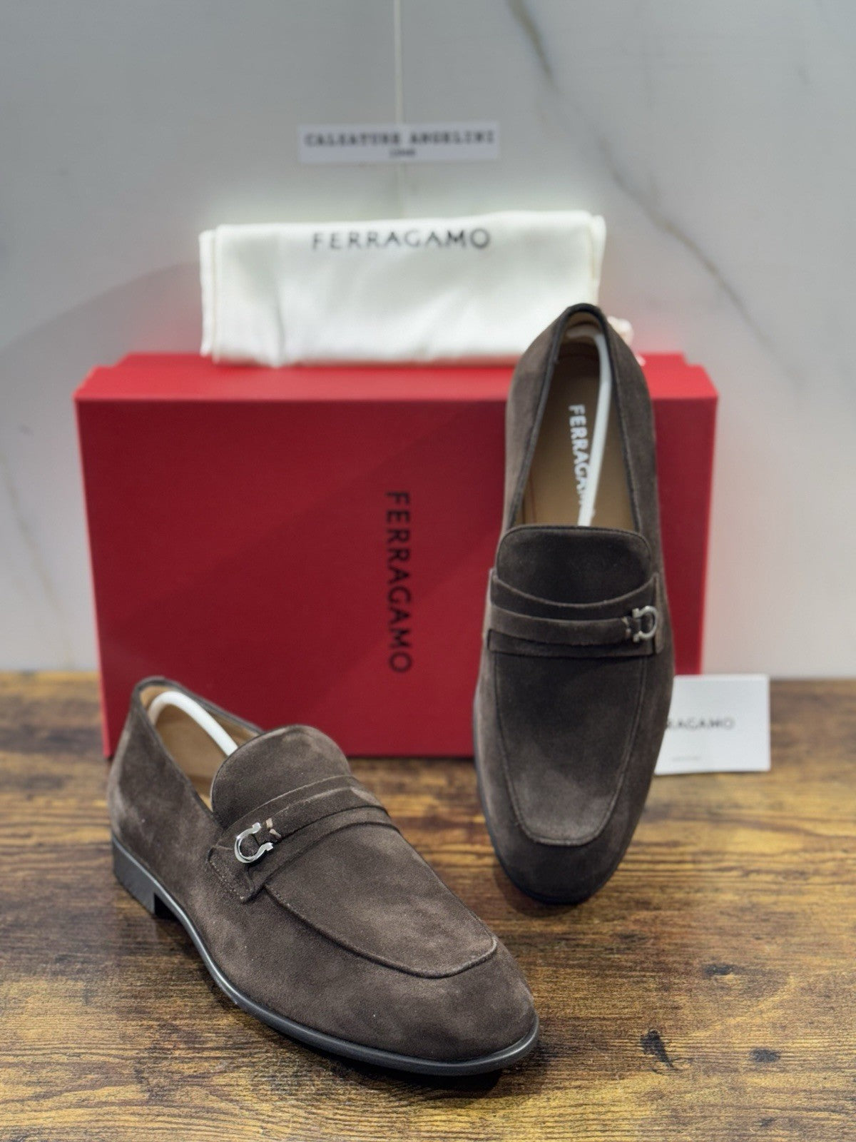 Salvatore Ferragamo Mocassino Desio Suede Marrone Luxury Ferragamo Uomo 41.5