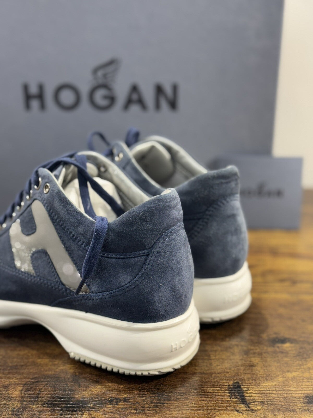 Hogan Interactive Donna Sneaker  H Spezzata Suede Blu Luxury Hogan 35