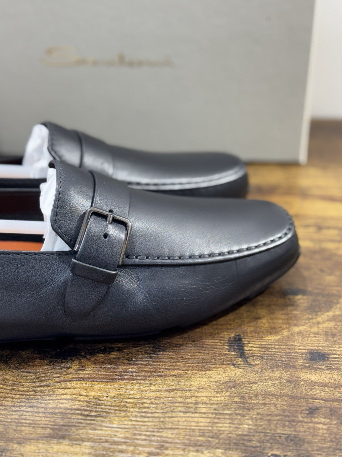 Santoni Mocassino Driver Pelle Nero Luxury Santoni Scarpe Uomo 41.5