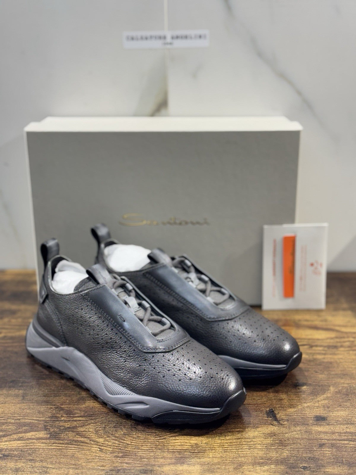 Santoni Sneaker Innova Pelle Grey  Casual Luxury Santoni Scarpe Uomo 40