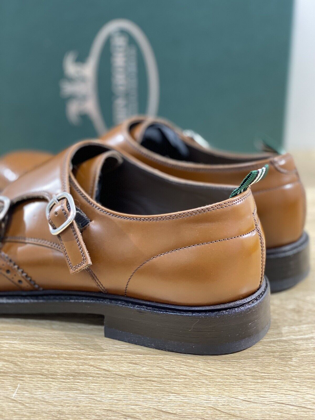 Green george  uomo 7069  in pelle Cognac Double Monk Polished  42