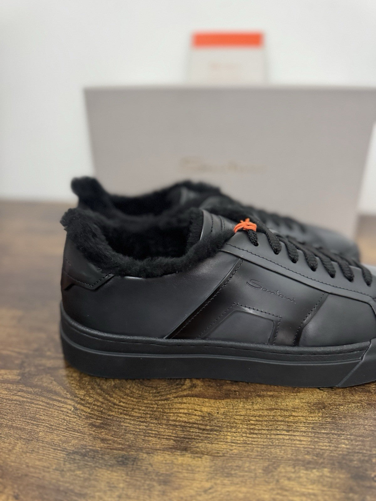 Santoni Sneaker Pelle Grey Fur Interna Luxury Scarpa Santoni Uomo 42