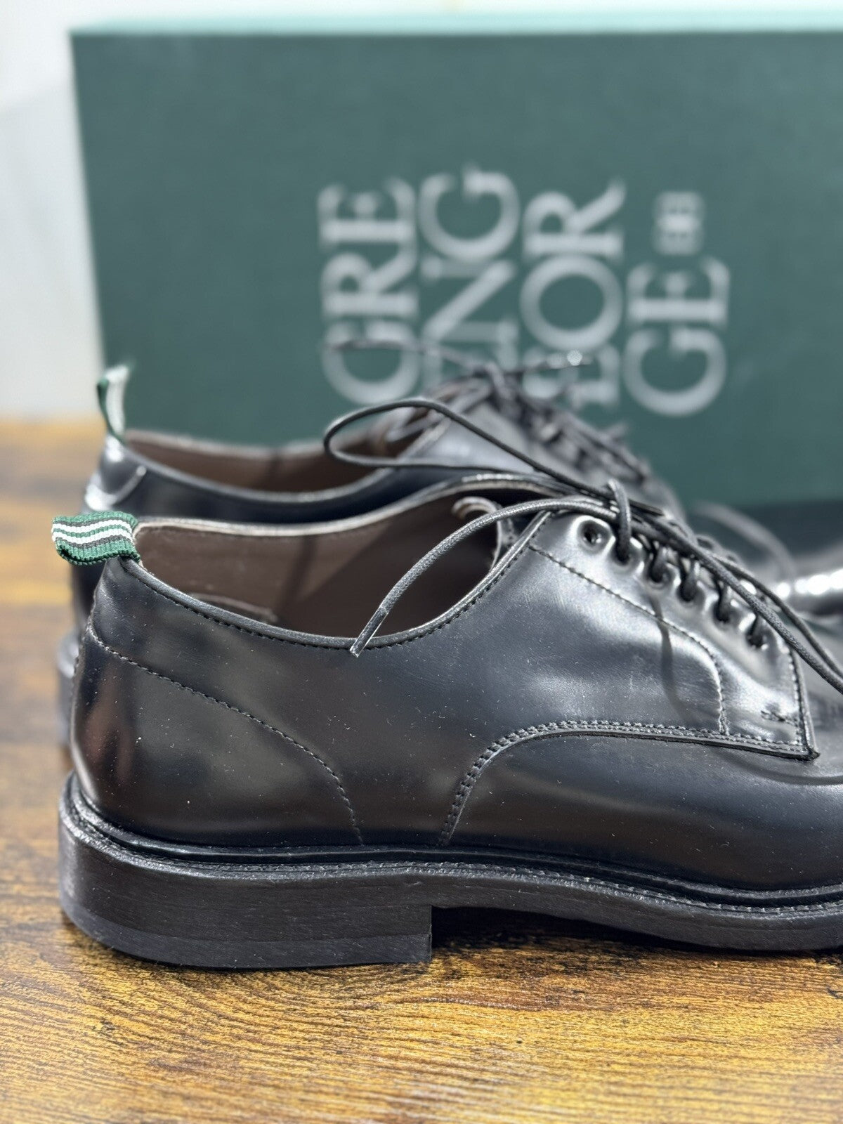 Green George derby nero in pelle polished luxury men  Doppio Cuoio 41