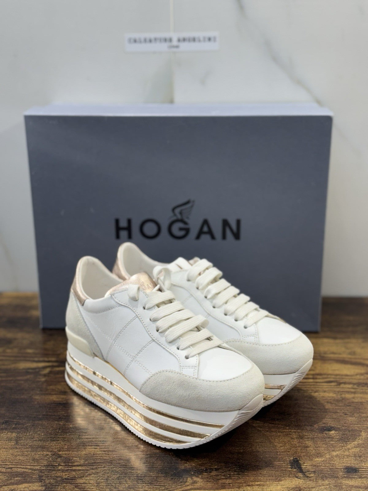 Hogan H283 Sneaker Zeppa Pelle Bianca Casual Hogan Donna 35.5