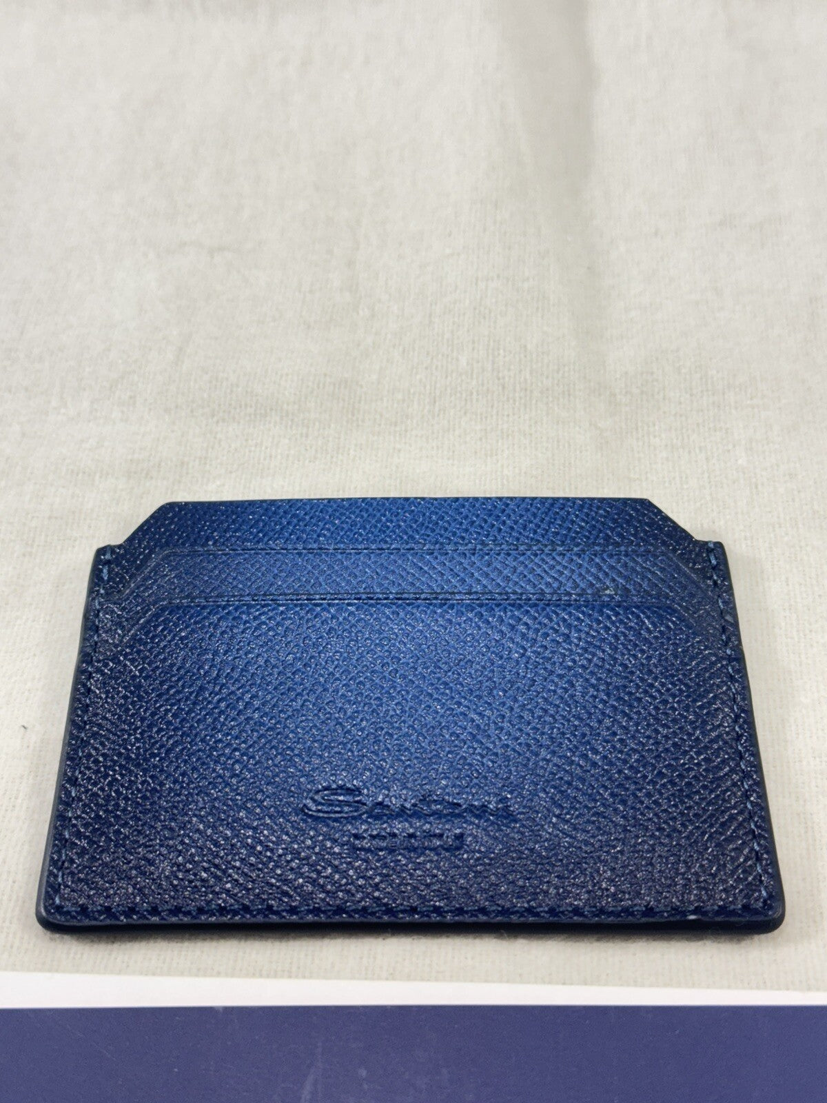 Porta Carte Di Credito In Pelle Blu Santoni Luxury Wallet Santoni