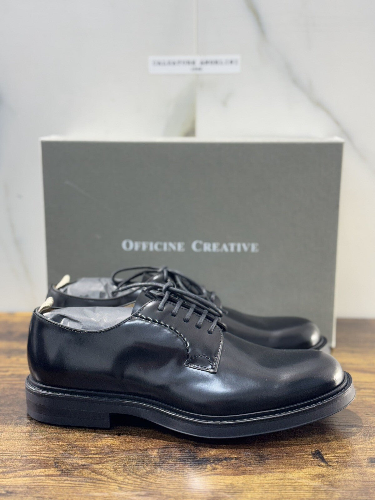 Officine Creative Derby   Uomo Uniform   Pelle Nera    Luxury Men Shoe  43.5