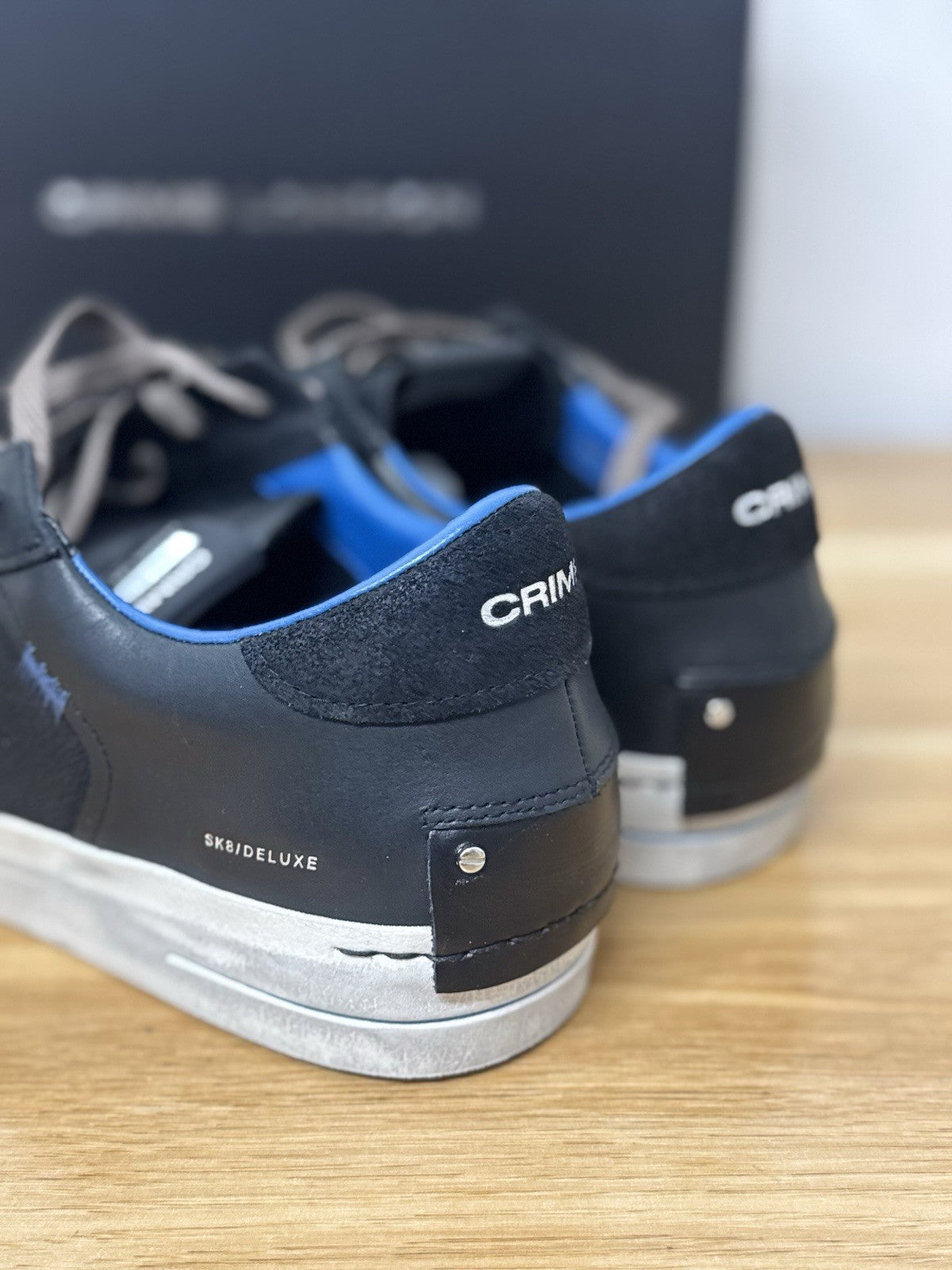 Crime London Sneaker Sk8 Deluxe Casual Pelle Nero  Uomo 44