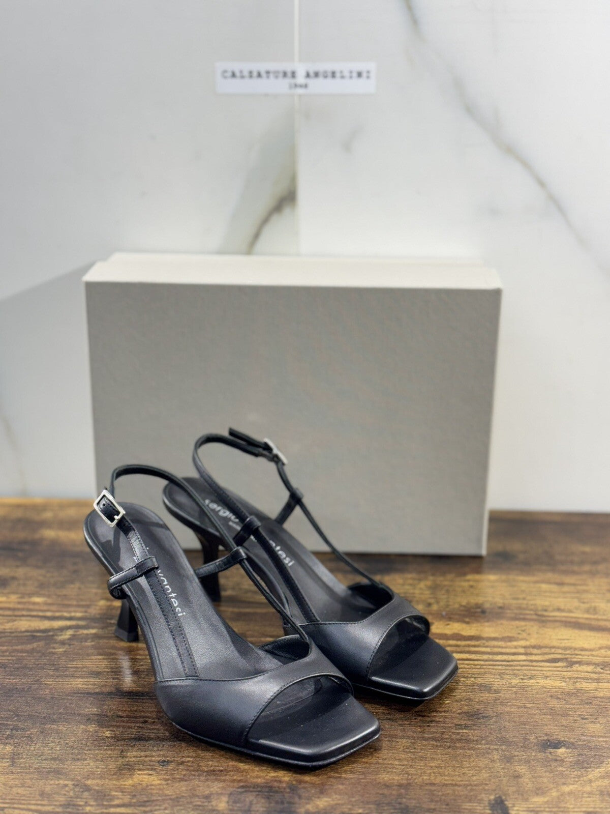 Sergio Levantesi Sandalo Pelle Nera  Ilenia          Luxury Woman Sandal 36.5