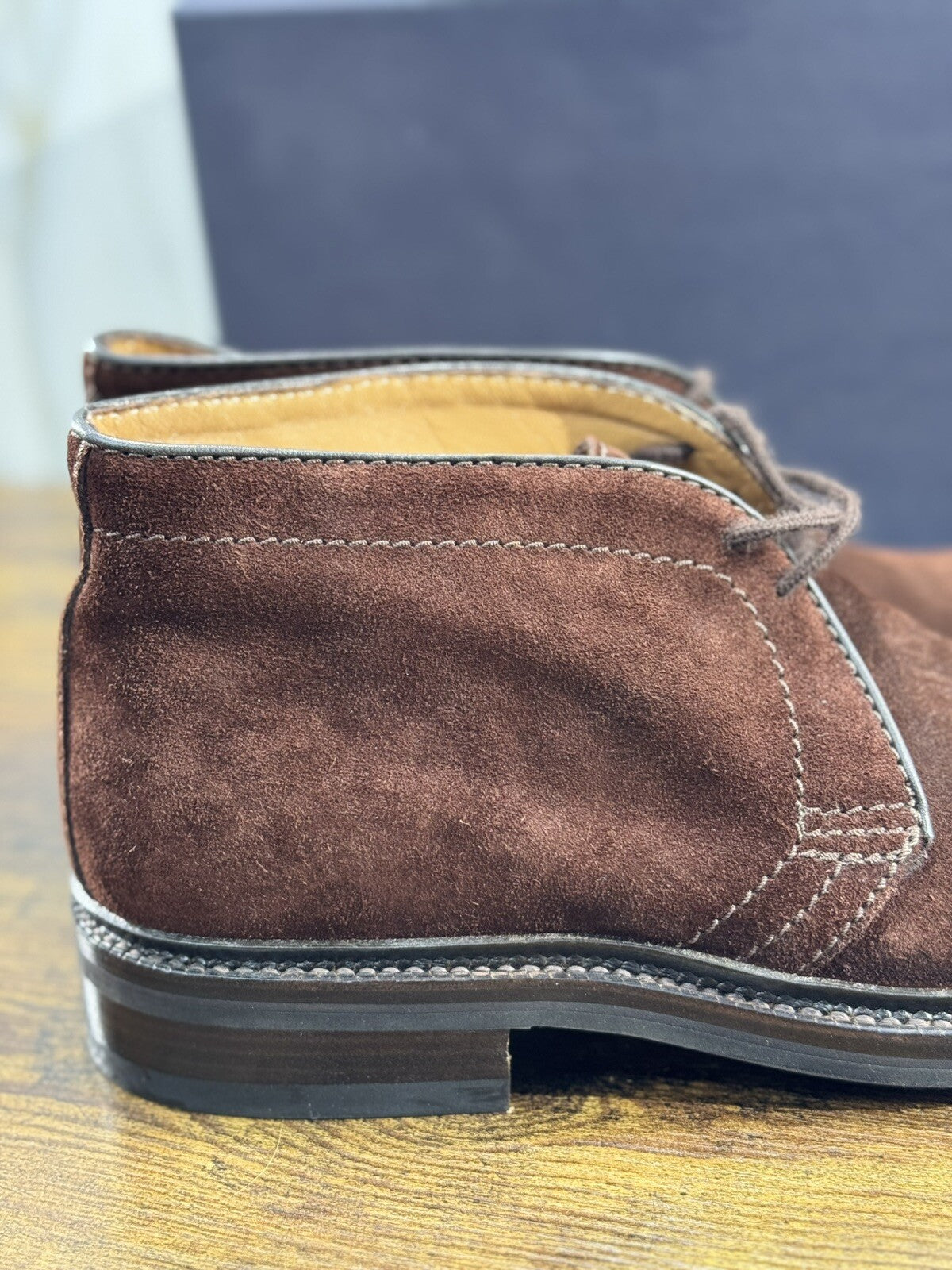 Edward Weston Polacchino Uomo Suede Cotto Gomma Triplex Northhampton Handmade 40
