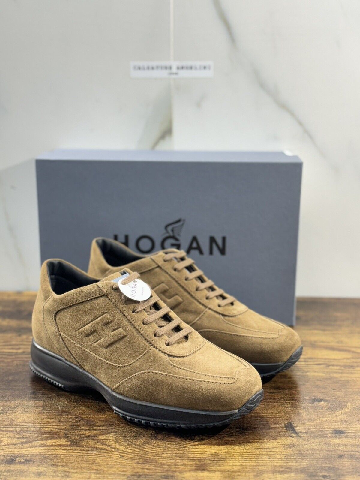 Hogan Interactive uomo suede Castoro    luxury casual hogan shoes 42