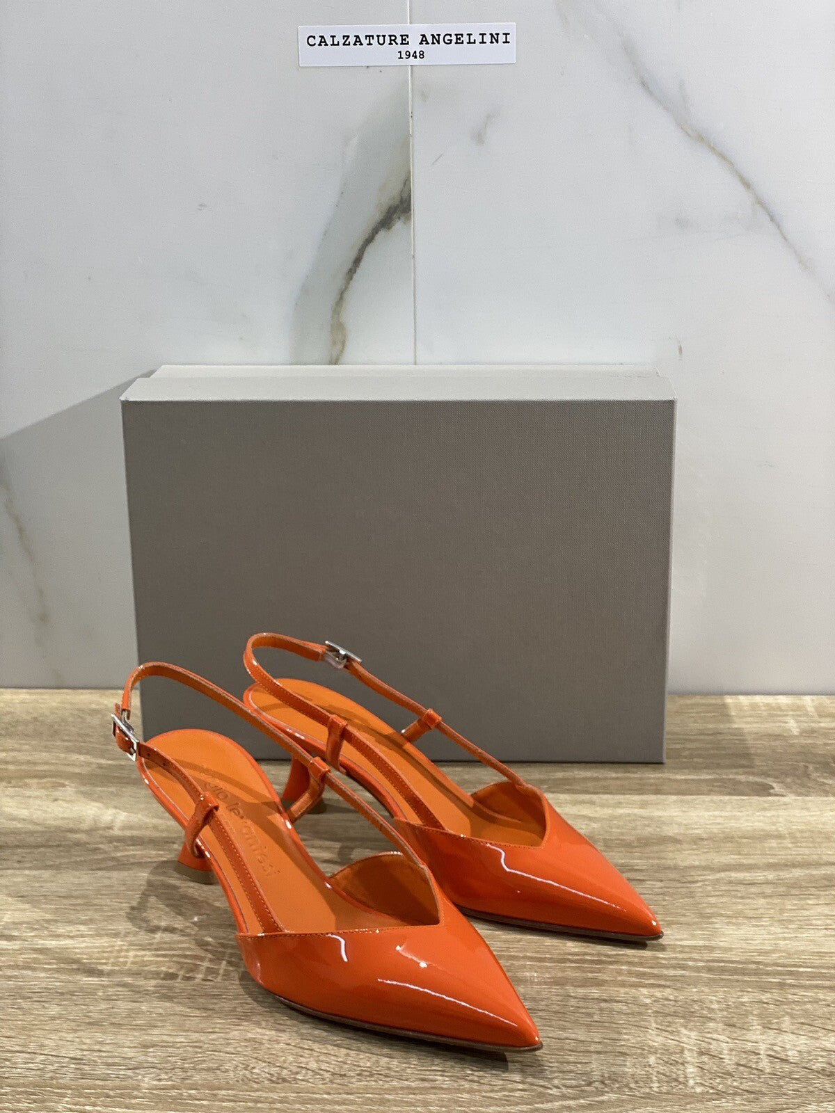 Sergio Levantesi Sling Back Donna Chantal Pelle Arancio Luxury Woman Sandal 36