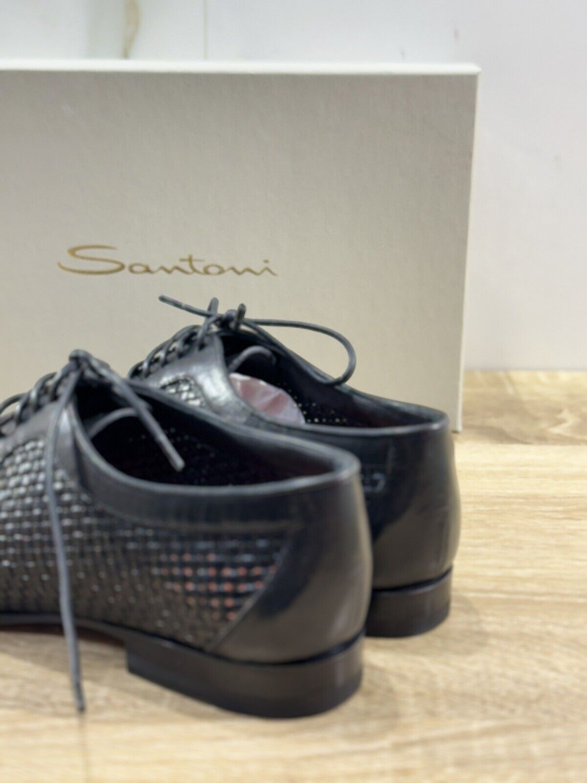 Santoni Stringata  Donna Pelle Nera Intreccio Luxury Woman Santoni 38