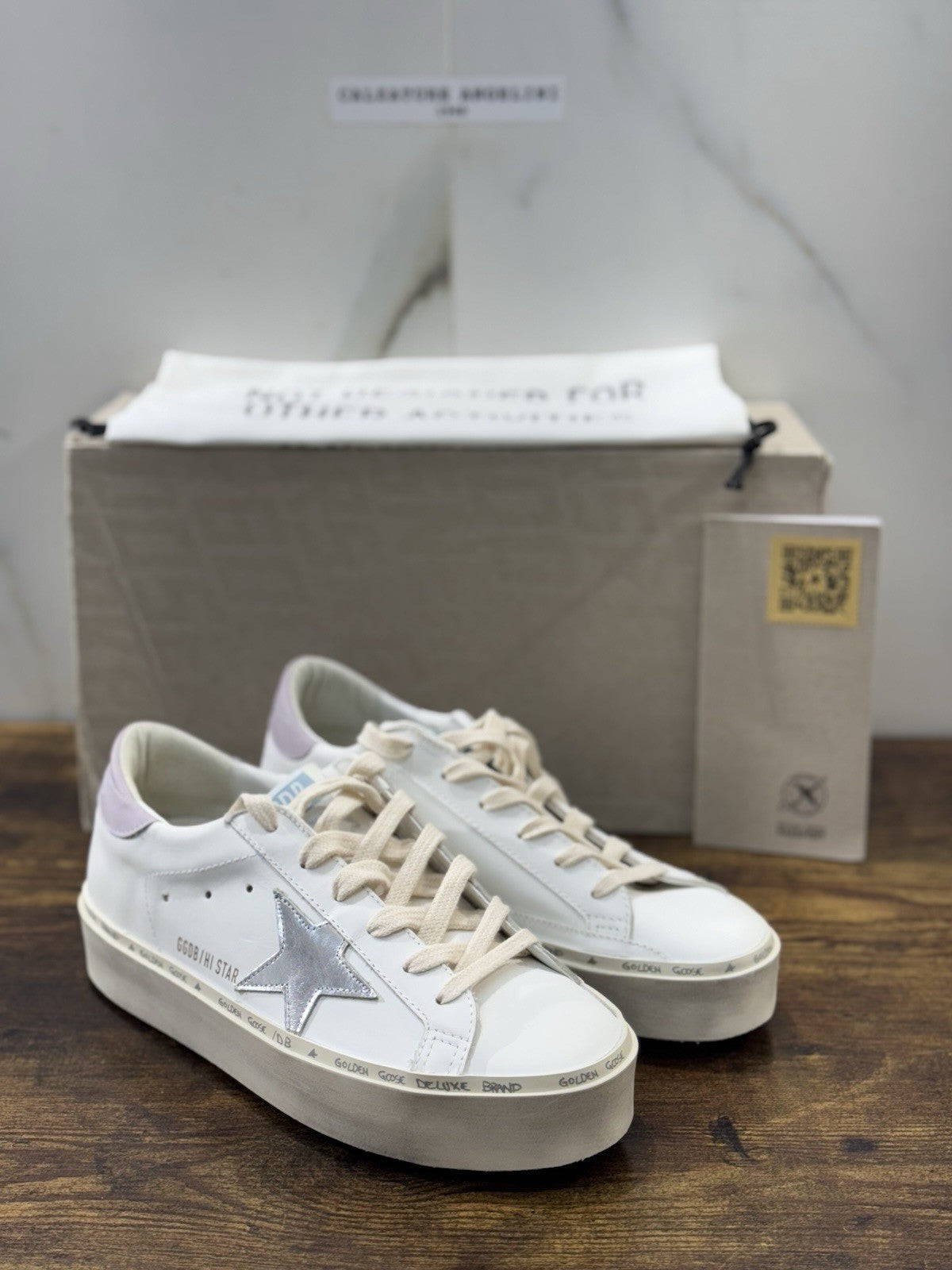 Golden Goose Hi Star Pelle Bianca Lilac Luxury Sneaker Golden Goose Donna 40