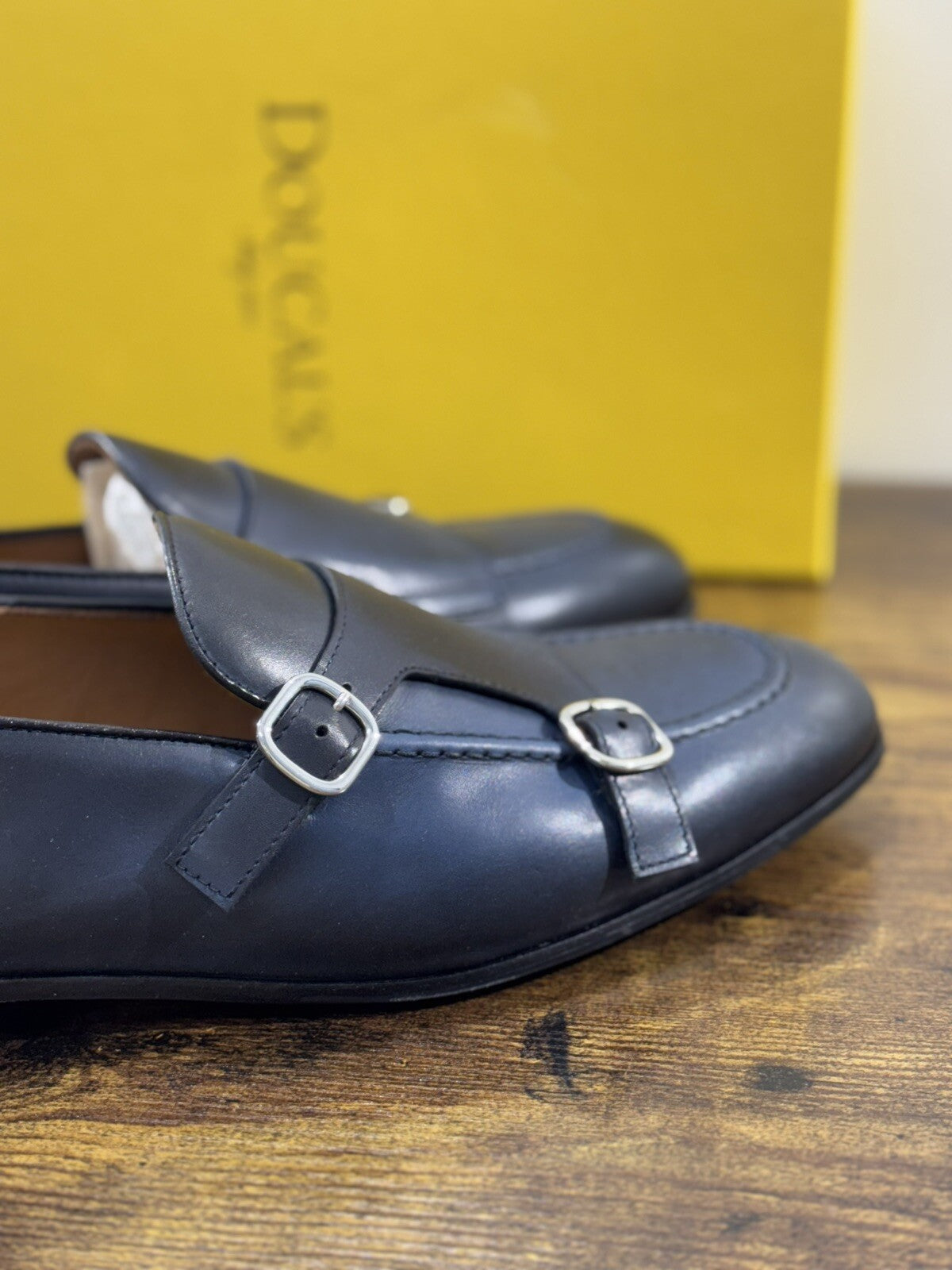Doucal’s Scarpa Uomo Icon Doppia Fibbia  Pelle Blu Luxury Men Doucal’s Shoes 44