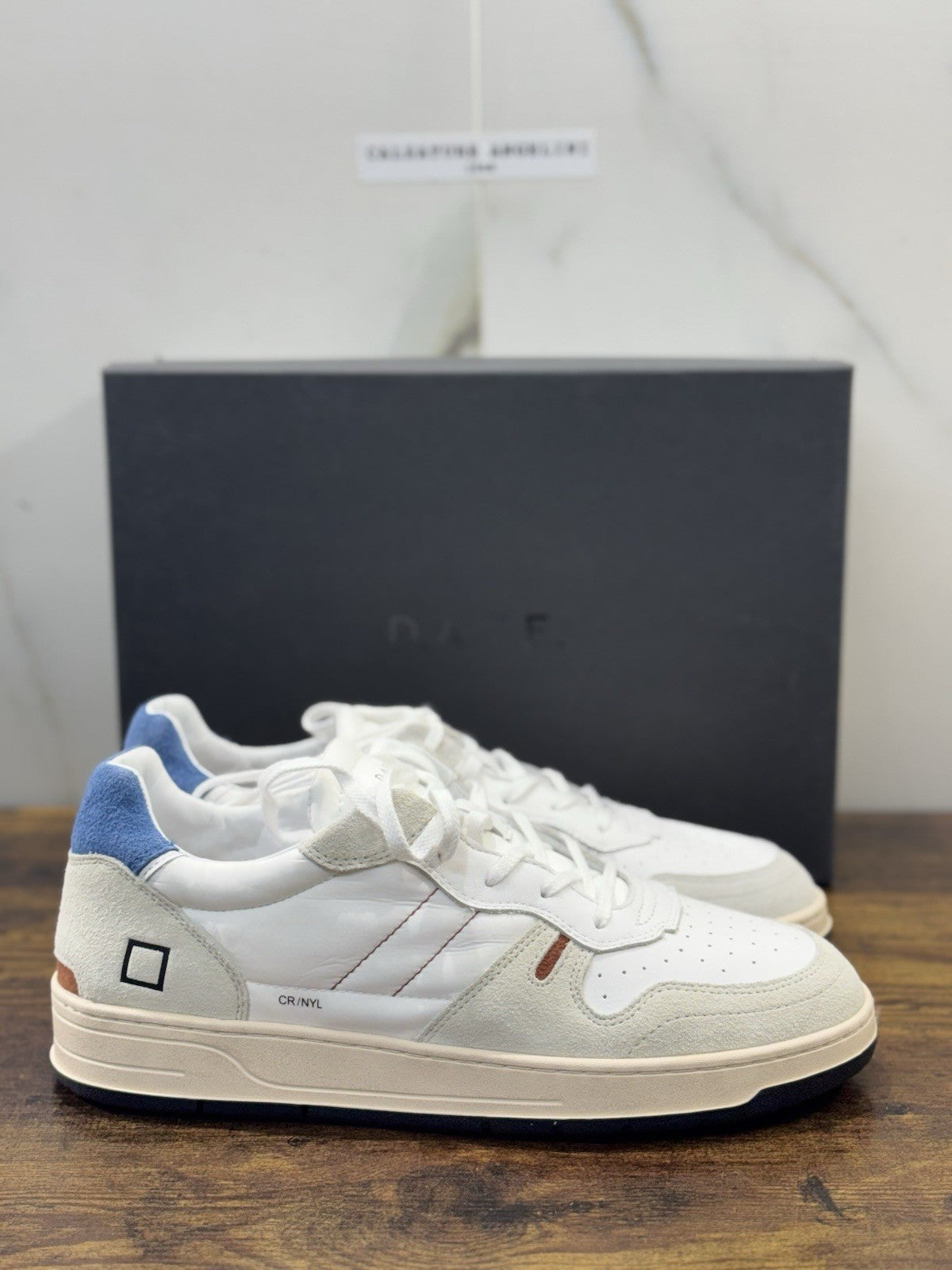 D.A.T.E Court 2.0 Sneaker Pelle Bianco Blu    Casual Uomo 45