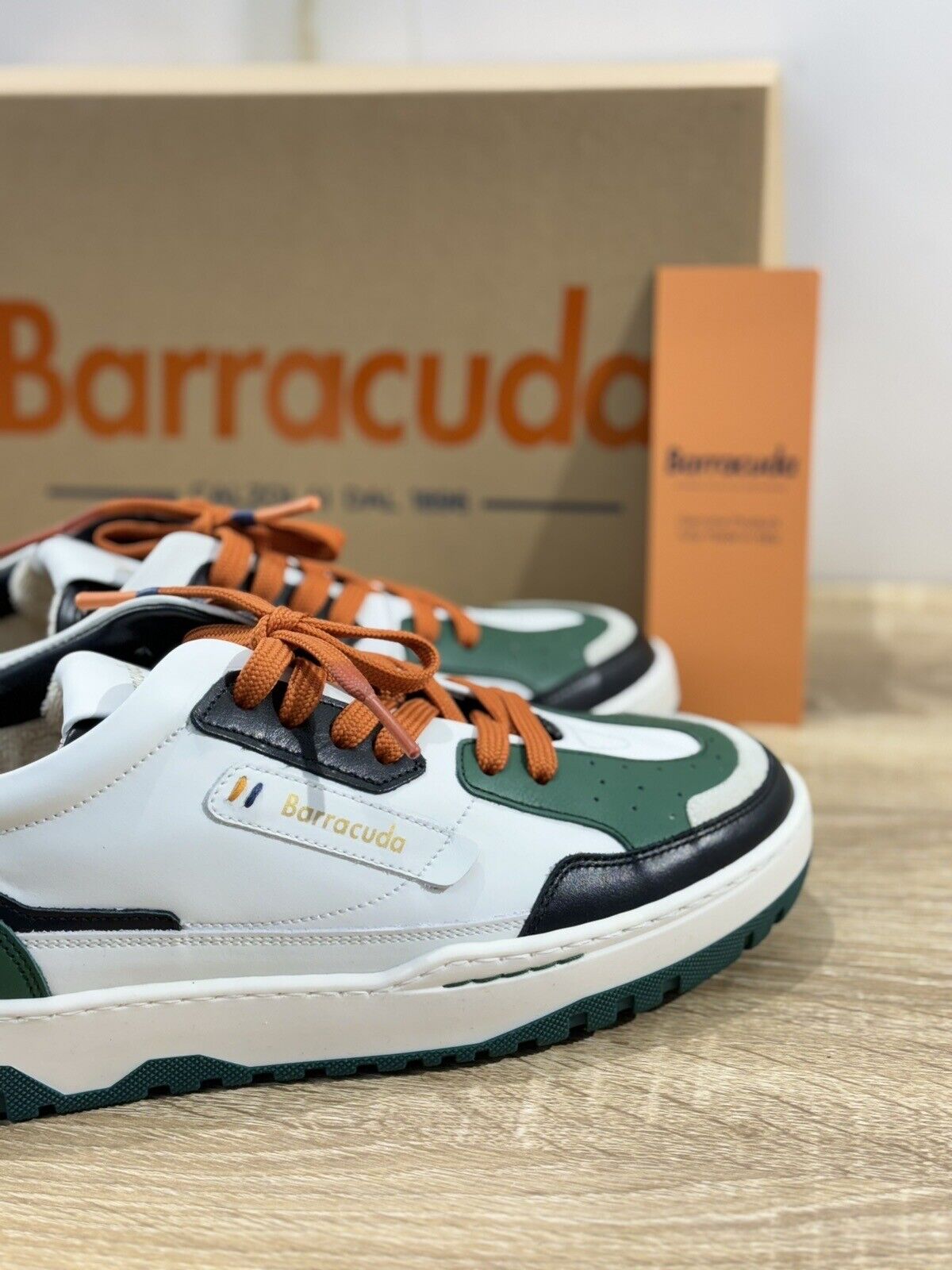 Barracuda Sneaker Uomo Pelle Verde Bianca   Fully Made In Italy  Casual 41