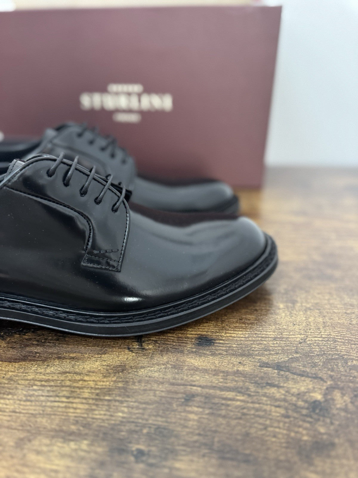 Sturlini  Derby Pelle Nero Polish Binder Luxury Scarpa Uomo 43