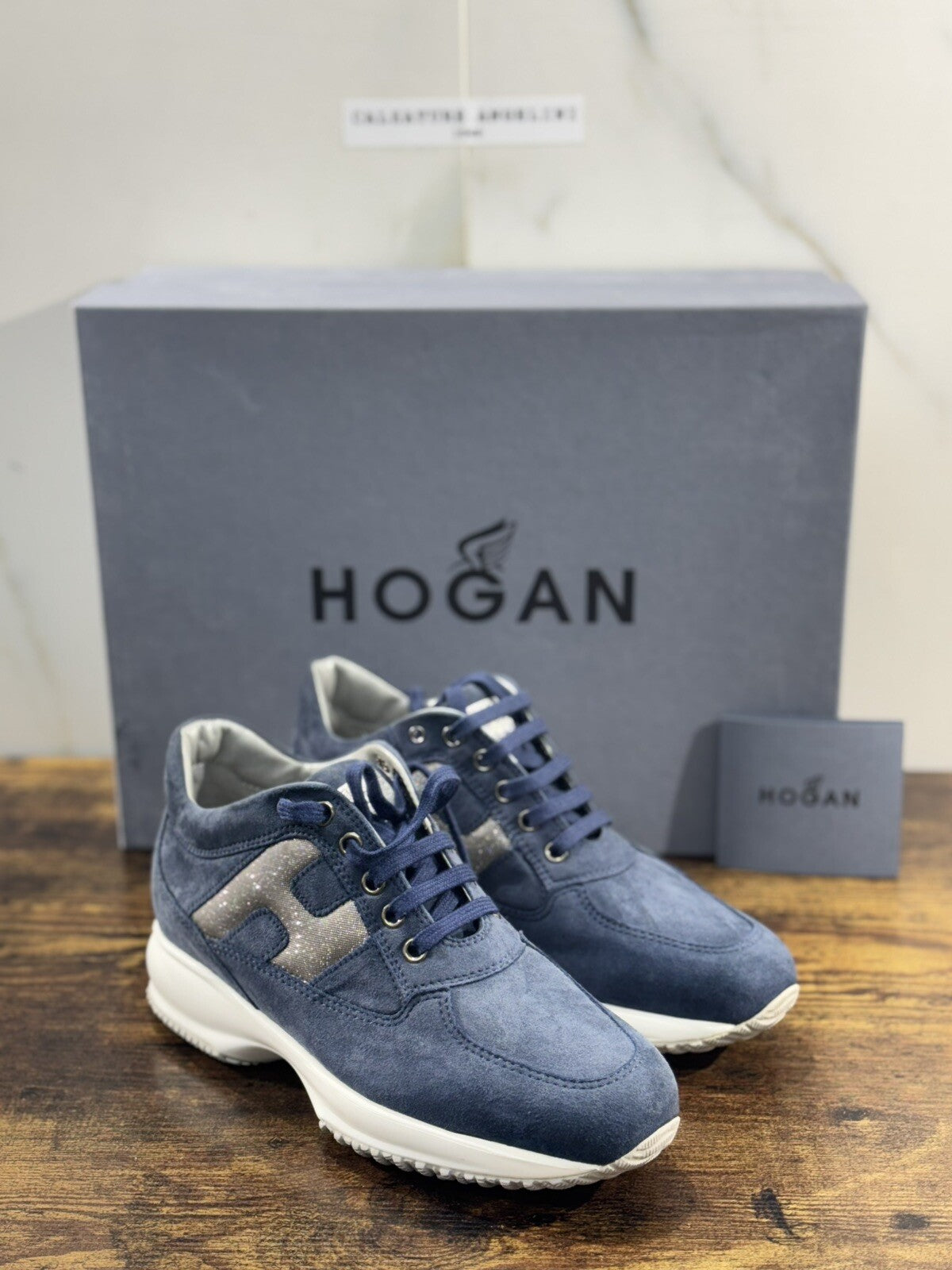 Hogan Interactive Donna Sneaker  H Spezzata Suede Blu Luxury Hogan 35