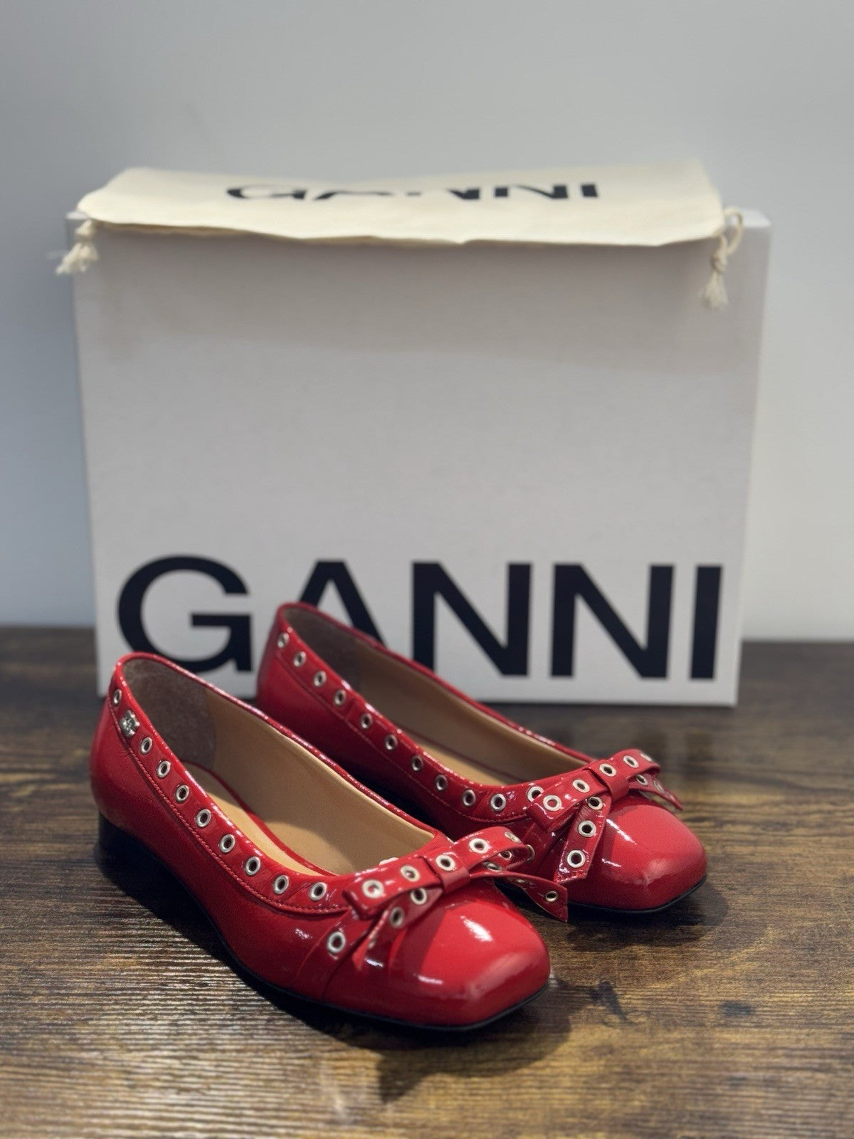 Ganni Ballerina  Rossa In Vernice Casual Ganni Scarpa Donna 36
