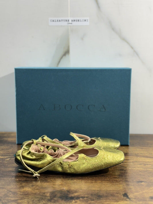 A.Bocca Two For Love Scarpa Donna Pelle  Golden    Con Tacco Luxury Handmade 36