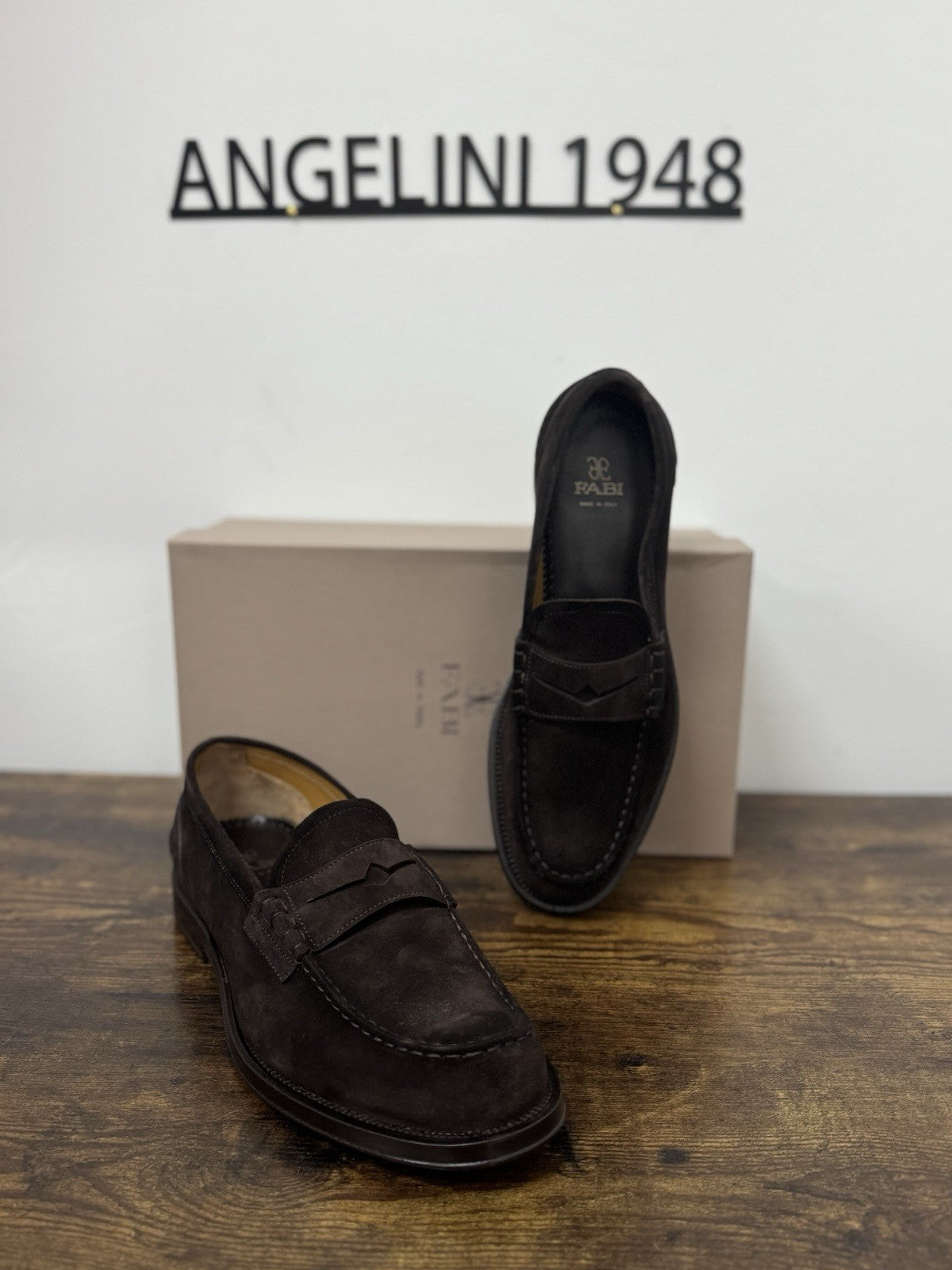 Fabi Mocassino Suede Testa Di Moro Fondo Cuoio Uomo 42
