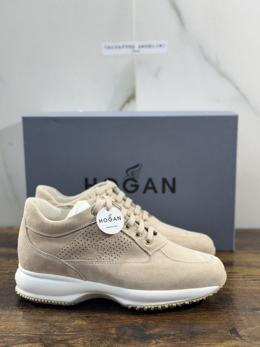 Hogan Interactive Donna Sneaker  Suede Beige   Luxury Hogan Woman H Forata 41