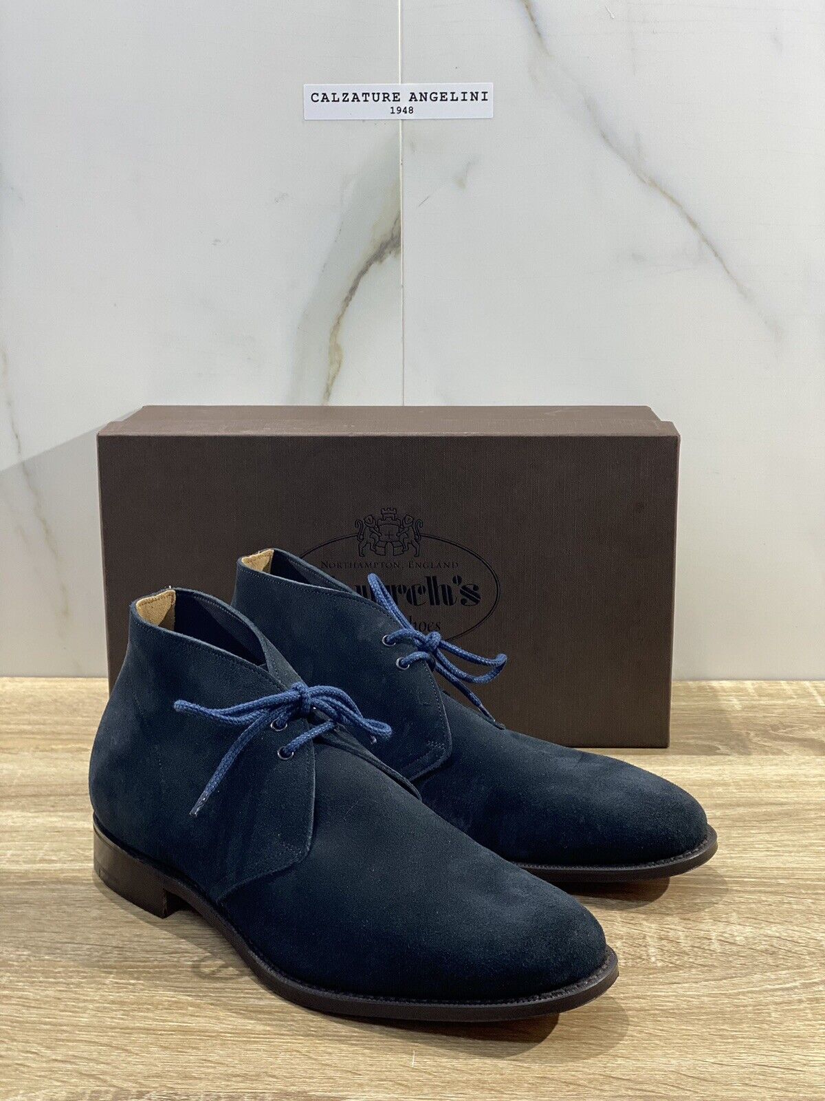 Church’s Sahara L polacchino uomo suede blu fondo cuoio luxury church’s men 40.5