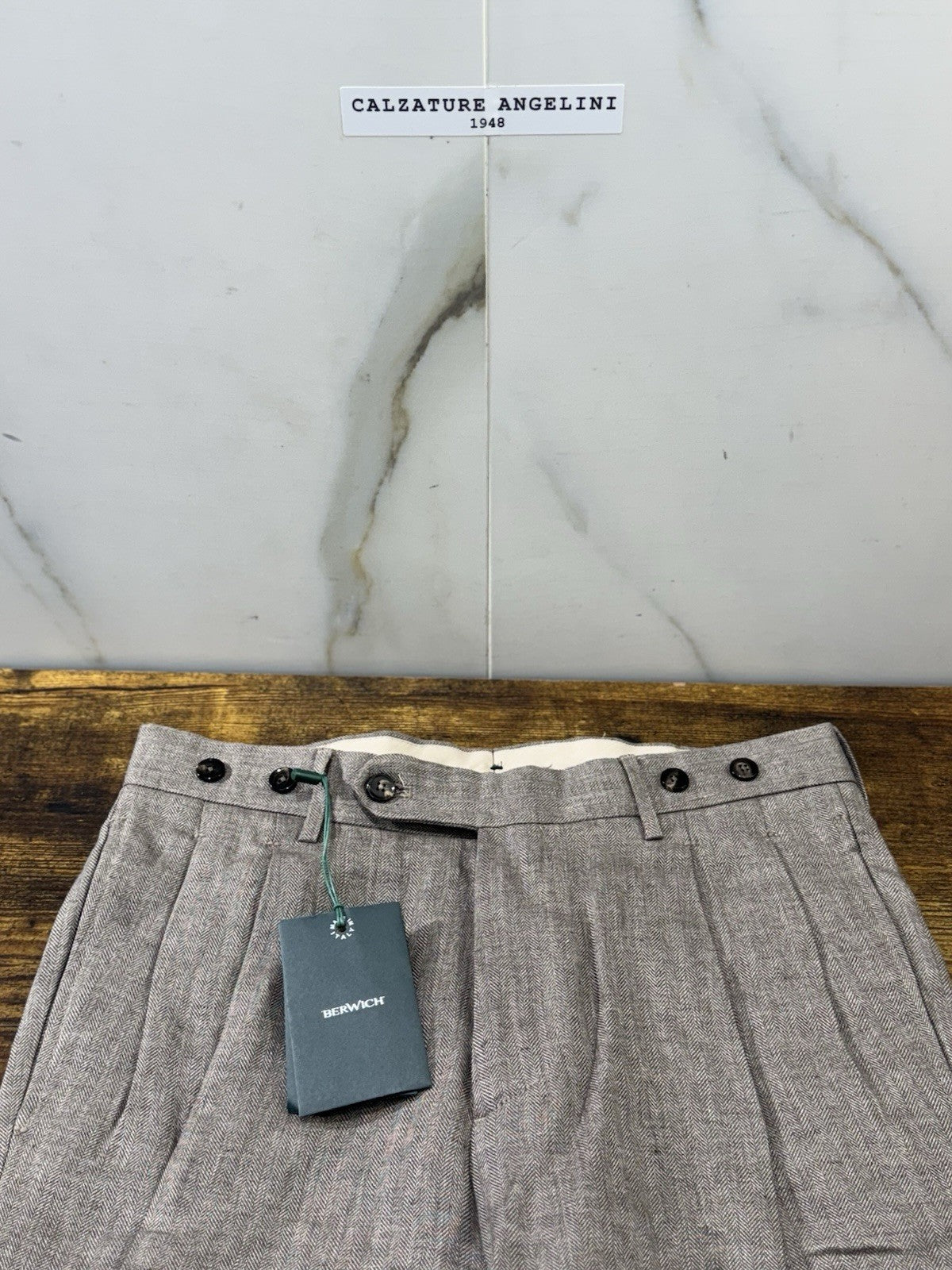 Berwich Pantalone Lino Barber Marrone   Made in Italy  Uomo 44