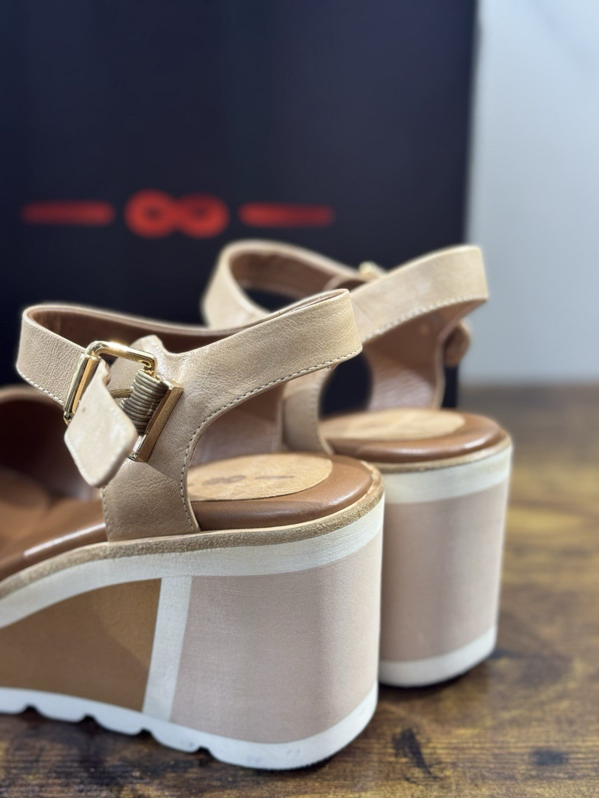 181 Alberto Gozzi Sandalo Zeppa Pelle Beige  Casual Donna 38