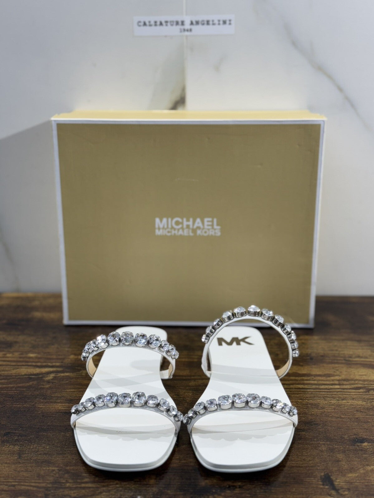 Michael Kors Jessa Flat Sandal Pelle Bianco  Casual Sandal 37.5