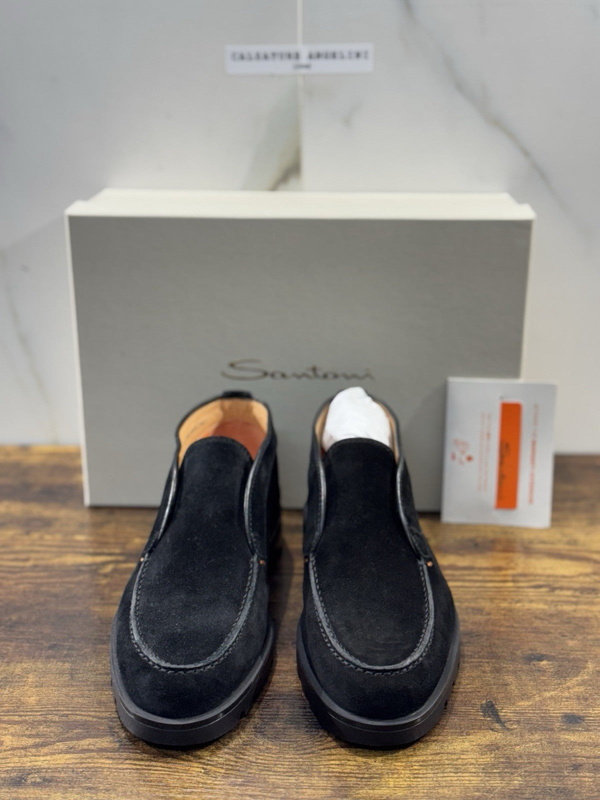 Santoni Polacco Open Walk Suede Nero Luxury Santoni Uomo 40