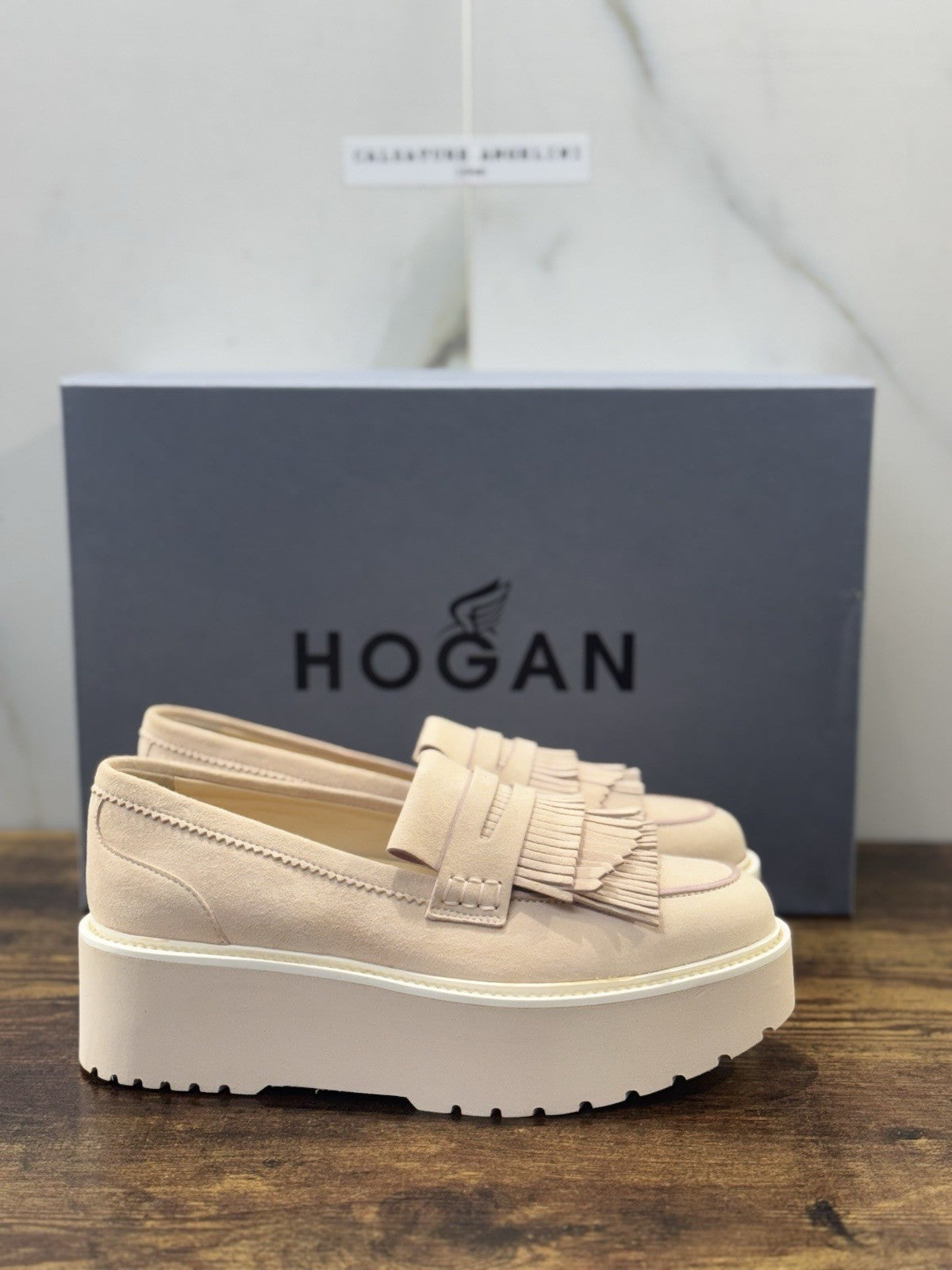Hogan Mocassino H355 Suede Light Pink Extra Light Zeppa Casual Hogan Donna 36