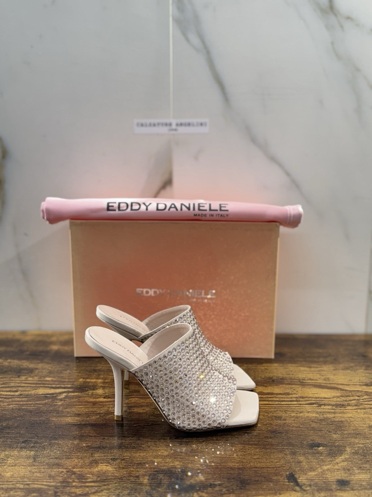 Eddy Daniele Sandalo Nude  Real Swarovski Con Tacco Donna 37.5