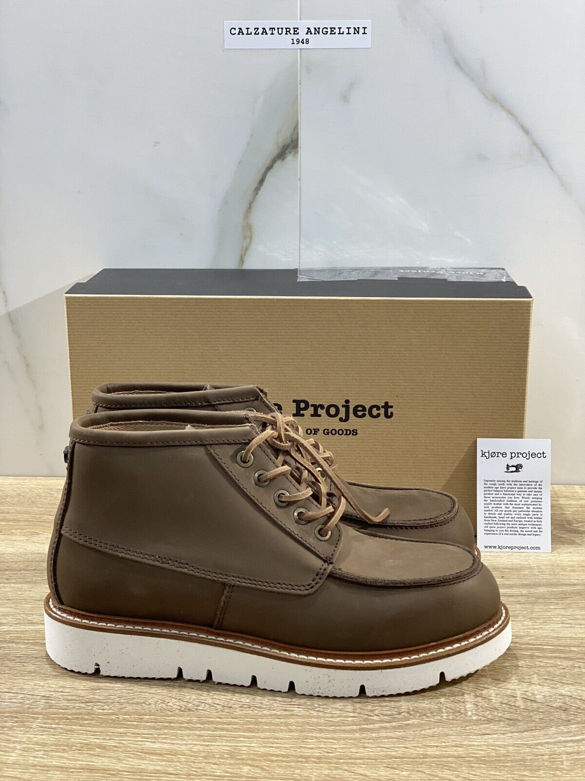 Kjore Project scarpa uomo winter boat High Brown extra light made in italy 40