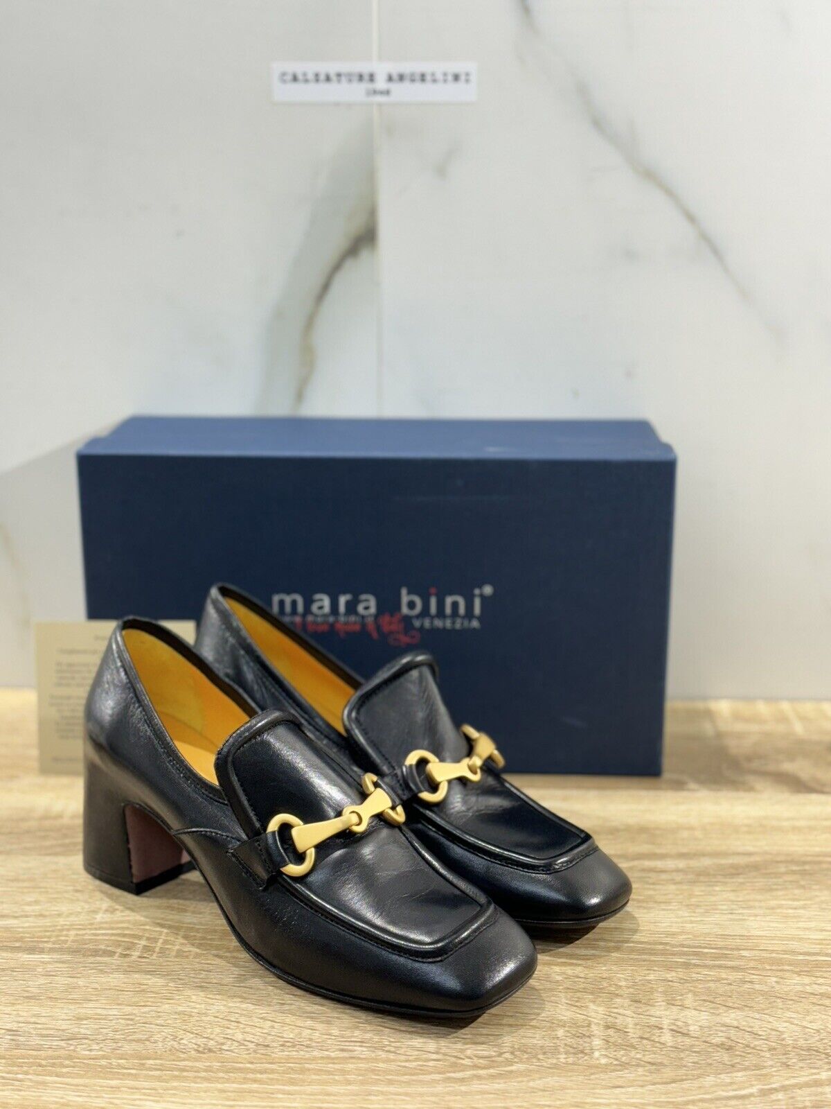 Mara Bini Mocassino  Donna Pelle Nero   Con Tacco   Handmade Sacchetto 40