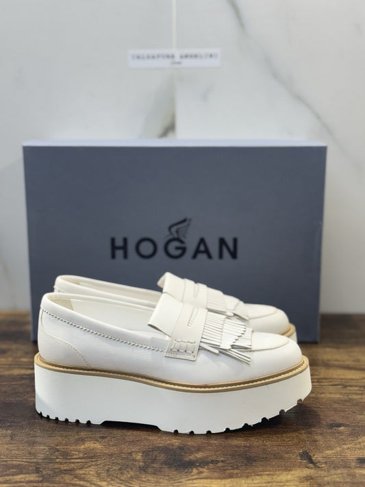 Hogan Mocassino H355 Pelle Bianco Extra Light Zeppa Casual Hogan Donna 35.5