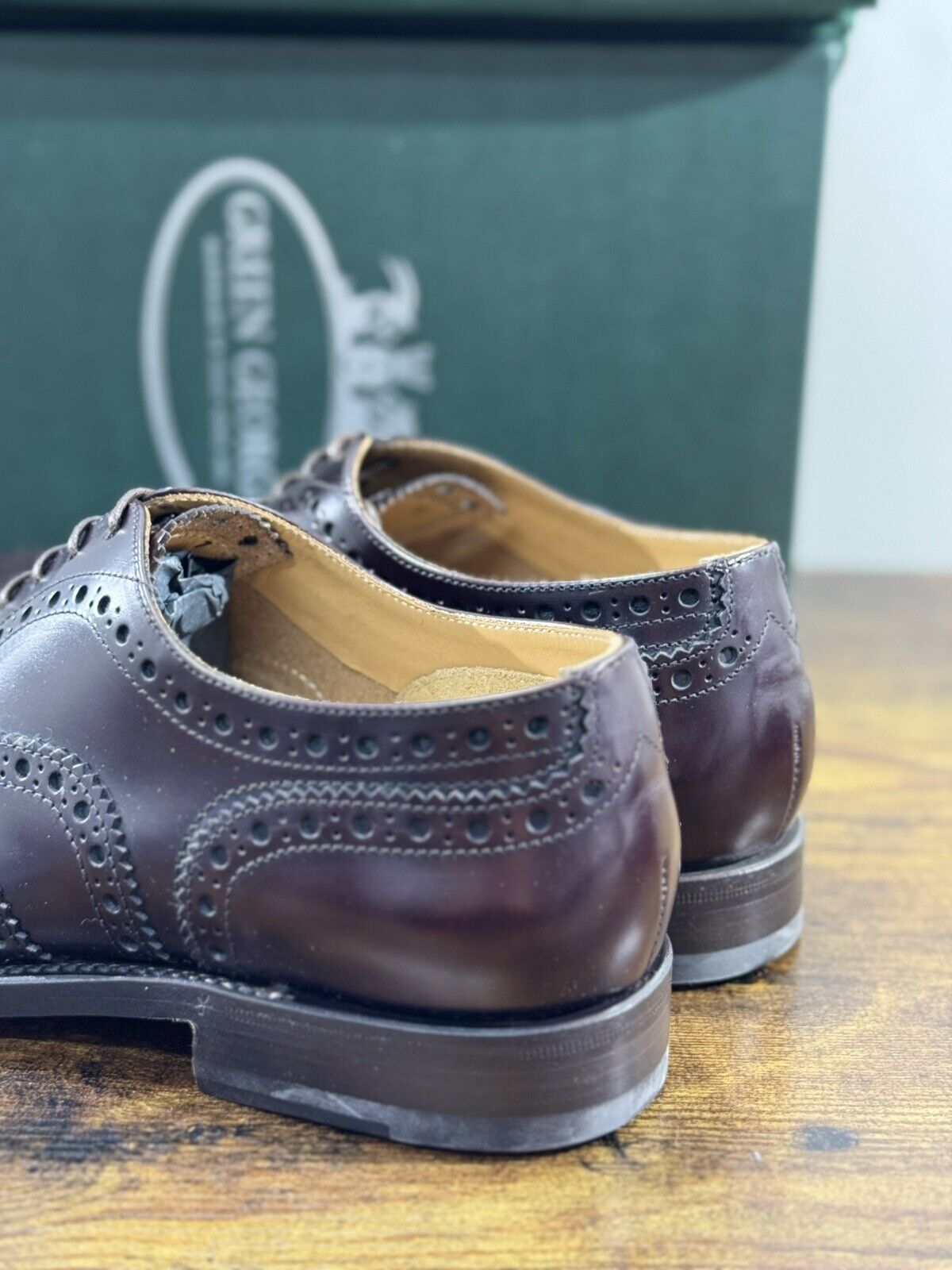 Green George derby   Brogue Bordo’ Pelle  luxury men  Doppio Cuoio 39