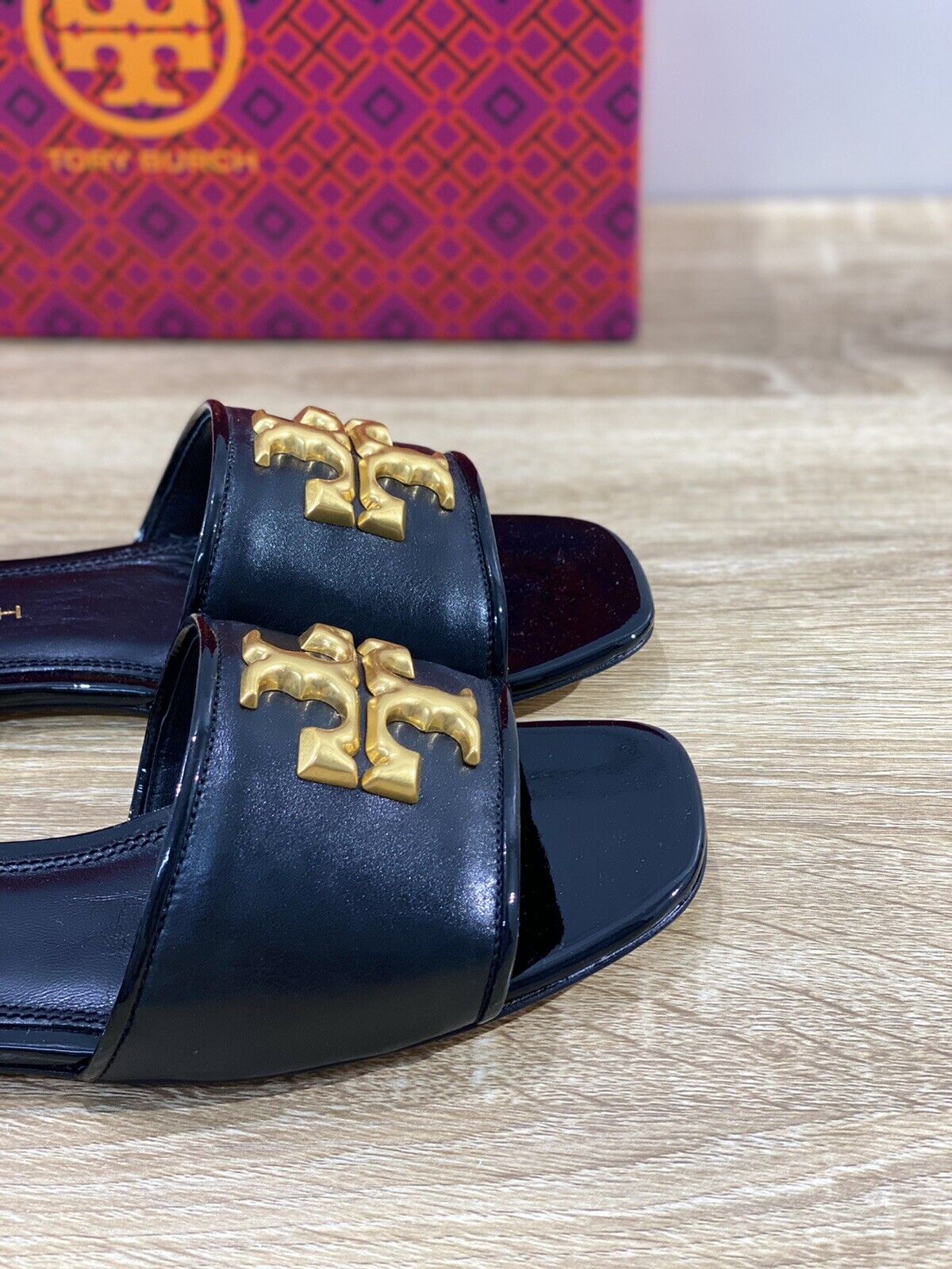 Tory Burch Eleanor Slide   donna pelle Nera Logo luxury woman sandal 36.5