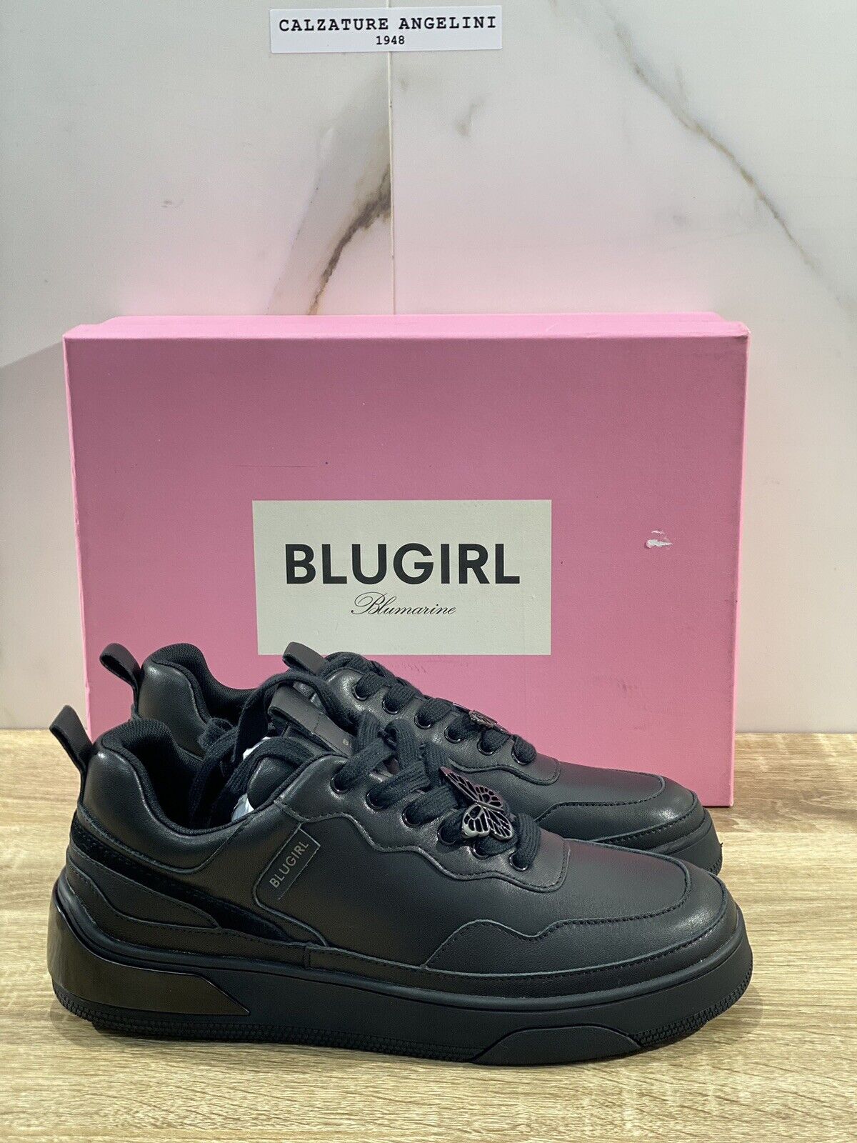 Blugirl Blumarine Donna sneaker Wow Pelle nera casual shoes woman 39