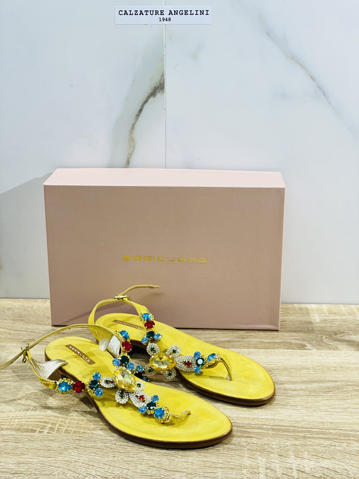 Eddi Cuomo Luxury Sandals Donna Giallo Fatti A Mano Totally Handmade 39