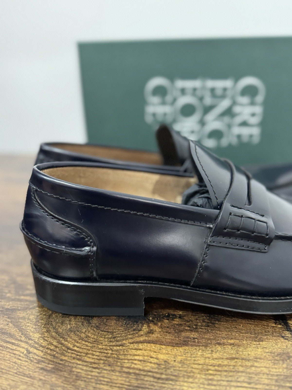 Green George Mocassino College Pelle  Blu   Fondo CuoioHandmade In Italy Uomo 41