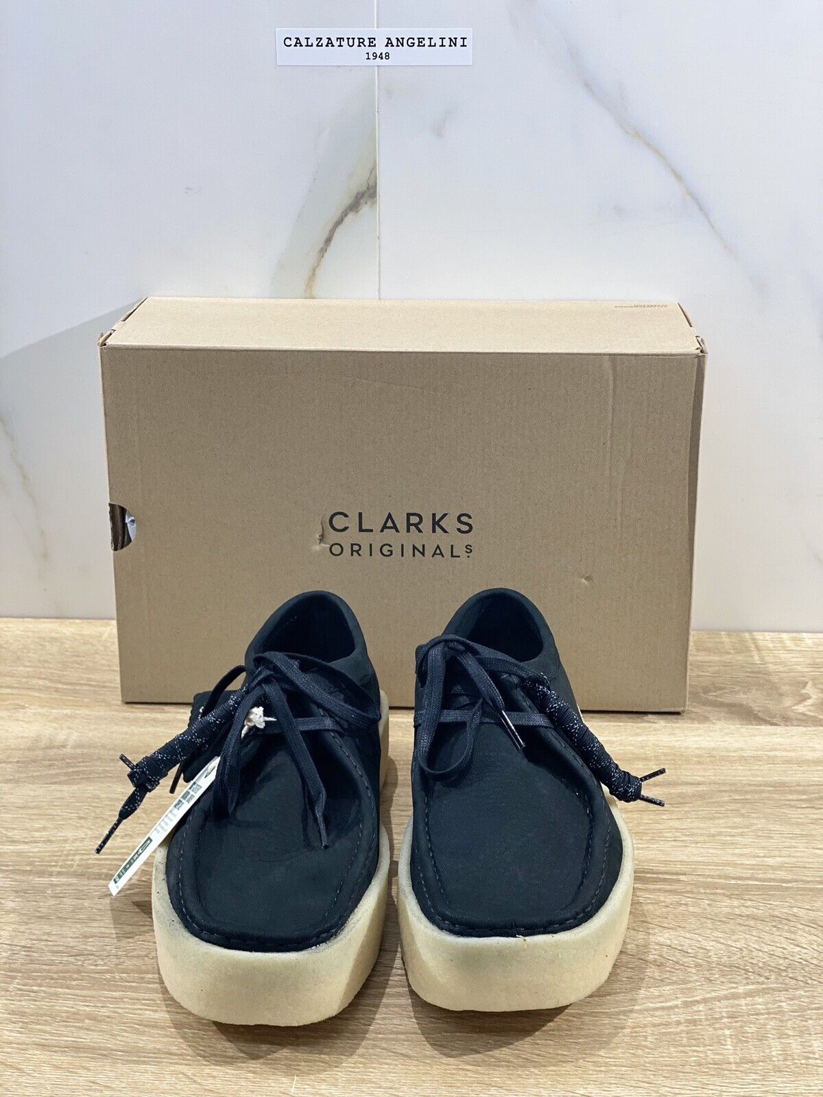 Clarks Original scarpa uomo wallabee cup pelle nero fondo crepe sole 44