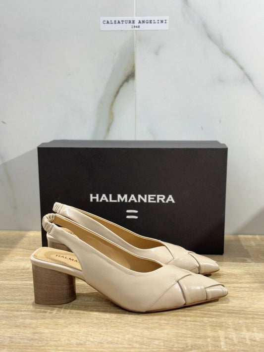 Halmanera Sandalo Donna Sling Back Dani    In Pelle Lino  Luxury Shoes 38