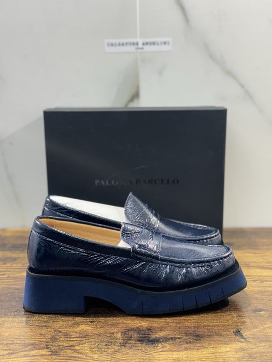 Paloma Barcelo’ Mocassino  Feather   Pelle Blu     Casual Loafer Donna 41