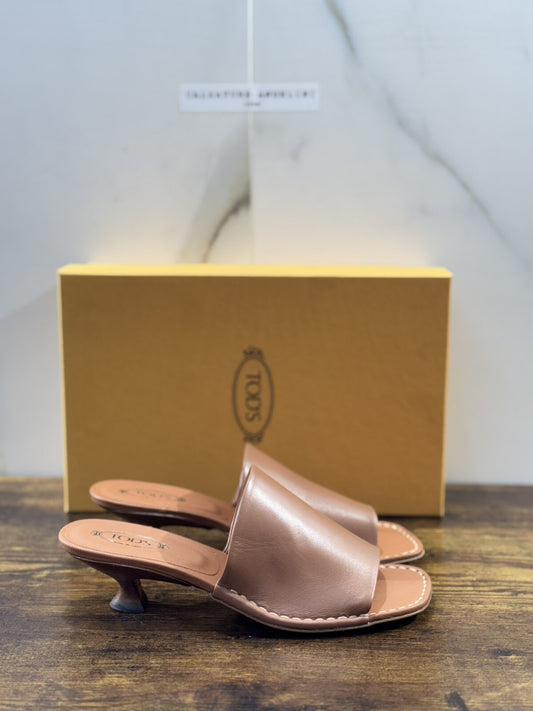 Tod’s Sandalo Donna Pelle Cuoio  Ciabatta Luxury Tod’s Woman Shoe 39