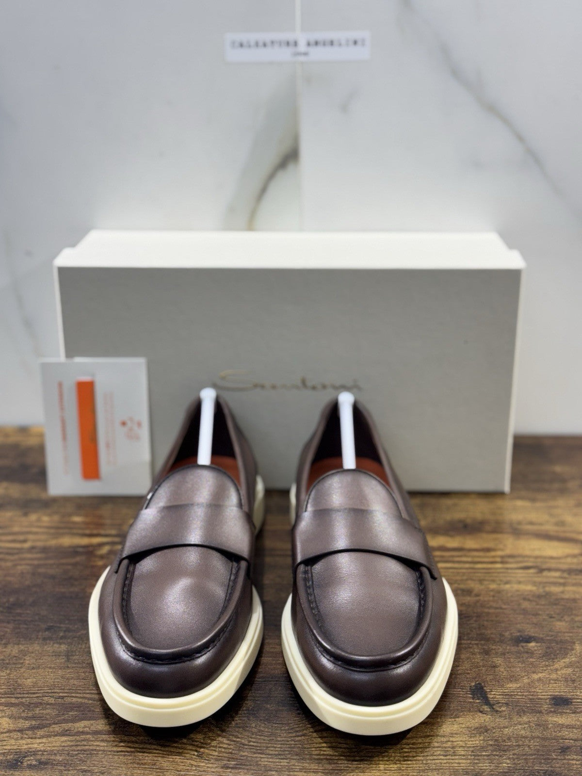 Santoni Mocassino Summer Walk Pelle Dark Brown  Luxury Santoni Scarpe Uomo 43